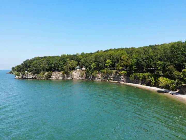 Rocky island shoreline on Lake Erie